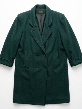 Vintage Forest Green 80% Wool Double Breasted Coat 3XL/24W